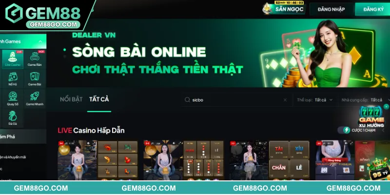 Top 3 siêu phẩm Casino GEM88 nhất định phải thử